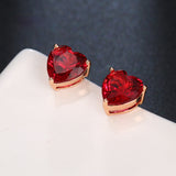 MAYTRENDS  - Red Jewel Heart Earrings