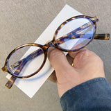 MAYTRENDS  -  Blue Light Blocking Retro Y2K Style Small Frame Glasses - Chic Leopard Print for TV, Computer & Phone Use, Perfect for Parties