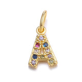 Juya 13*6mm A-Z Colorful Zircon Letter Charms DIY Small Initial Charms Pendant for Necklace&amp;Bracelets Jewelry Making Supplies