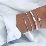 New Women Shell Moon bracelet Set For Ladies Map Heart Charm crystal Bead Rope chains Bangle Boho Jewelry Gift