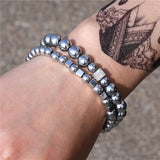 New 3Pc/Sets Micro Pave CZ 8mm Disco Ball &amp; Bar Charms Bracelets Sets 6mm Matte Beads Stone Bracelet Men Women Jewelry bileklik