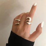 Minimalist Silver Color Rings for Women Fashion Creative Hollow Irregular Geometric Birthday Party Jewelry Gifts