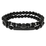 New 3Pc/Sets Micro Pave CZ 8mm Disco Ball &amp; Bar Charms Bracelets Sets 6mm Matte Beads Stone Bracelet Men Women Jewelry bileklik