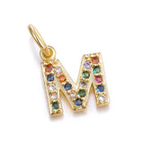 Juya 13*6mm A-Z Colorful Zircon Letter Charms DIY Small Initial Charms Pendant for Necklace&amp;Bracelets Jewelry Making Supplies