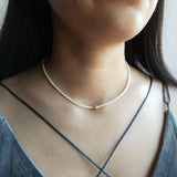 Real Freshwater Pearl 2-4mm Rice Shape Cube Delicate Choker Handmade Necklace 40cm/45cm/50cm Valentine's Day, New Year's Gift