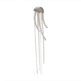 1 Piece Vintage Hyperbole Crystal Pearl Jellyfish Brooch For Women Personality Long Tassels Collar Brooches Accessories