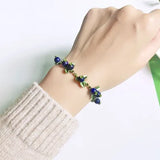 MAYTRENDS  -  Metal Plant Leaves Blueberry Natural Stone Bracelet for Women Party Sweet Wedding Jewelry Gifts