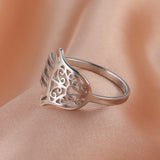 Skyrim Stainless Steel Hamsa Fatima&#39;s Hand Rings for Women Girls Gold Color Ring Amulet Talisman Jewelry Gifts Wholesale 2023