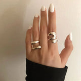 Minimalist Silver Color Rings for Women Fashion Creative Hollow Irregular Geometric Birthday Party Jewelry Gifts