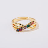 Luxury Love Shape Rings Letter Geometric Copper Rings For Women Gold Color CZ Ring Fashion Jewelry 2020