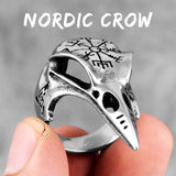 Nordic Mythology Viking Crow Retro Stainless Steel Mens Rings Punk for Male Boyfriend Biker Jewelry Creativity Gift Wholesale