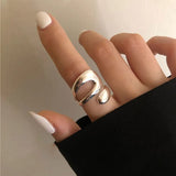 Minimalist Silver Color Rings for Women Fashion Creative Hollow Irregular Geometric Birthday Party Jewelry Gifts