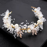 Maytrends Bride Wedding Hair Accessories Gorgeous Flower Headbands Braided Hair Vine Pearl Headpiece Hair Ornament For Women Girls