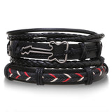 IFMIA Vintage Black Bead Bracelets For Men Fashion Hollow Triangle Leather Bracelet &amp; Bangles Multilayer Wide Wrap Jewelry 2020