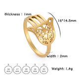 Skyrim Stainless Steel Hamsa Fatima&#39;s Hand Rings for Women Girls Gold Color Ring Amulet Talisman Jewelry Gifts Wholesale 2023