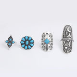 Tocona 9pcs/Set Bohemia Antique Silver Color Arrow Moon Pattern Sunflower Rings Sets for Women Carving Rings Jewelry 3304