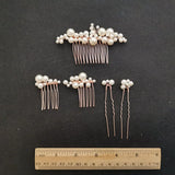 Handmade Golden Wired Simulated Pearls Wedding Hair Comb Hair Pins Stickers Set Bridal Hair Accessories Women Jewelry