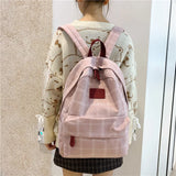 Maytrends  -   Fashion Girl College School Bag Casual New Simple Women Backpack Striped Book Packbags for Teenage Travel Shoulder Bag Rucksack