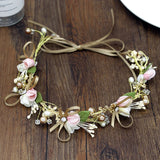 Maytrends Bride Wedding Hair Accessories Gorgeous Flower Headbands Braided Hair Vine Pearl Headpiece Hair Ornament For Women Girls