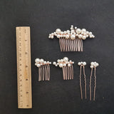 Handmade Golden Wired Simulated Pearls Wedding Hair Comb Hair Pins Stickers Set Bridal Hair Accessories Women Jewelry