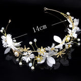 Maytrends Bride Wedding Hair Accessories Gorgeous Flower Headbands Braided Hair Vine Pearl Headpiece Hair Ornament For Women Girls