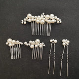 Handmade Golden Wired Simulated Pearls Wedding Hair Comb Hair Pins Stickers Set Bridal Hair Accessories Women Jewelry