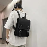 MAYTRENDS  -  Luxury Design Fashion Vintage Schoolbags All Match Men Preppy Students Backpack Women Solid Pu Leather Backpacks Y2k Aesthetic