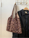 MAYTRENDS  -  Retro Leopard Print Shoulder Bags For Women 2024 New Winter Fashion Casual Large Capacity Tote Bag Trend Simple Solid Handbags