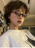 Maytrends Korea Retro Oval Glasses Frame Women Lovely Ins No Makeup Plain Glasses Men Eyewear Cute Decorative Computer Glasses