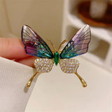 Maytrends 2024 CZ Butterfly Brooches Pins for Women Purple Green Crystal Insect Metal Pins Badge Trendy Jewelry Gifts