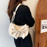 MAYTRENDS  -  New Design Women's Bag  Trend Fashion Bow Pleated Underarm Shoulder Bag Individuality Summer Chains Beading Handbag