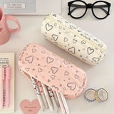 Maytrends BACK TO SCHOOL 1 Piece Lovely Pencil Case Korean Fashion Heart Style Pencil Pouch Soft Touch Simplicity High Capacity Stationery Storage Bag