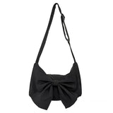 Maytrends Black Sweet Bow Crossbody Bags for Women 2024 All Match High-capacity Canvas Shoulder Bag Y2k Aesthetic Elegant Handbags Korean