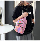 Maytrends Personality Casual Crossbody Bags for Women Y2k Aesthetic Fashion Ins Punk Handbags All Match Zipper Trend Holographic Chest Bag