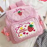 MAYTRENDS  -  Japanese Girl Sweet Kawaii Backpacks Embroidery Fruit Strawberry Dot Schoolbags Y2k Women Harajuku School Backpack for Students