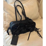 MAYTRENDS  -  Gothic Women Handbags Fashion 2024 Lace Bow E Girl Underarm Shoulder Bag Luxury Designer Subculture Bolsas Femininas