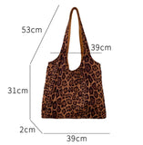 MAYTRENDS  -  Retro Leopard Print Shoulder Bags For Women 2024 New Winter Fashion Casual Large Capacity Tote Bag Trend Simple Solid Handbags