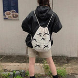 Maytrends Sweet Y2k Aesthetic Kawaii Bow Backpack Japanese Girls All Match Drawstring Backpacks Women Students Casual Trendy Schoolbags