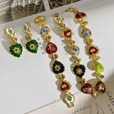 MAYTRENDS  -  Colorful Enamel Love Plant Pearl Flower Heart  Necklace for Women Autumn Winter Luxury Retro Clavicle Chain