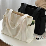 MAYTRENDS  -  Large Capacity Canvas Tote Bags for Work Commuting Carrying Bag College Style Student Outfit Book Shoulder Bag