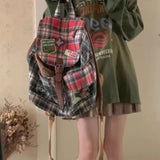 MAYTRENDS  -  Vintage Women Backpacks Large Capacity Aesthetic Plaid Punk Mochilas Para Mujer Casual Students Daily Commute Bag Female