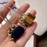 MAYTRENDS  -  tiger eye stone obsidian bag grape bunch necklace