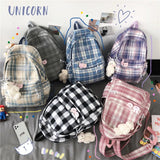 Maytrends  -   Women Backpack Female Cool Nylon Travel Bag Fashion Plaid Portable Cute Schoolbag College Teenage Girls Boys Bookbag