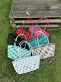 MAYTRENDS  -  PVC Handheld Hollow Woven Tote Bag Vegetable Basket Shoulder Bags Beach Vacation Picnic Handbag Summer