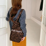 MAYTRENDS  -  Retro Leopard Print Shoulder Bag Bucket Shaped Casual Tote Large Capacity Handbag Fashion Canvas Bags