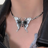 MAYTRENDS  -  sweet cool crystal butterfly necklace niche light luxury design bracelet