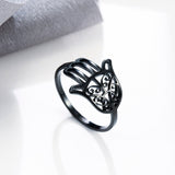 Skyrim Stainless Steel Hamsa Fatima&#39;s Hand Rings for Women Girls Gold Color Ring Amulet Talisman Jewelry Gifts Wholesale 2023