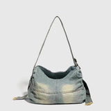 MAYTRENDS  -  American retro  large capacity single shoulder armpit cowboy and woman of the same short - distance tour denim Tote bag