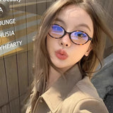 Maytrends Korea Retro Oval Glasses Frame Women Lovely Ins No Makeup Plain Glasses Men Eyewear Cute Decorative Computer Glasses