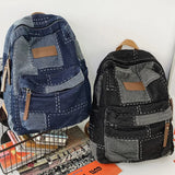 Maytrends  -  New Women Denim Vintage College Backpack Lady Leisure Retro Trendy Female Patchwork Book Bag Fashion Girl Cute Travel School Bag